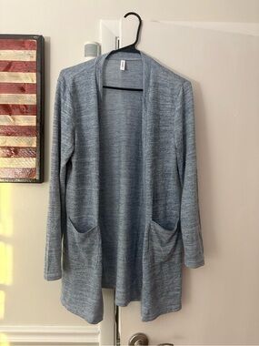 Open-Front Light Blue Women's Cardigan with Pockets